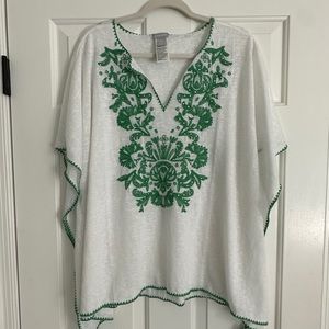 CHICOs knit poncho style top with tassels